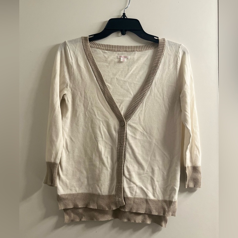 Elegant Cream and Tan Women's Cardigan